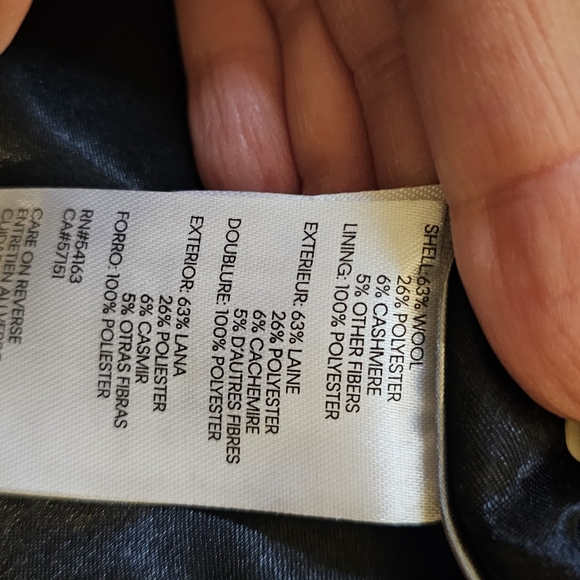 Black Single Breasted Wool & Cashmere Blend Coat Calvin Klein Size 4 NWOT - Picture 4 of 7